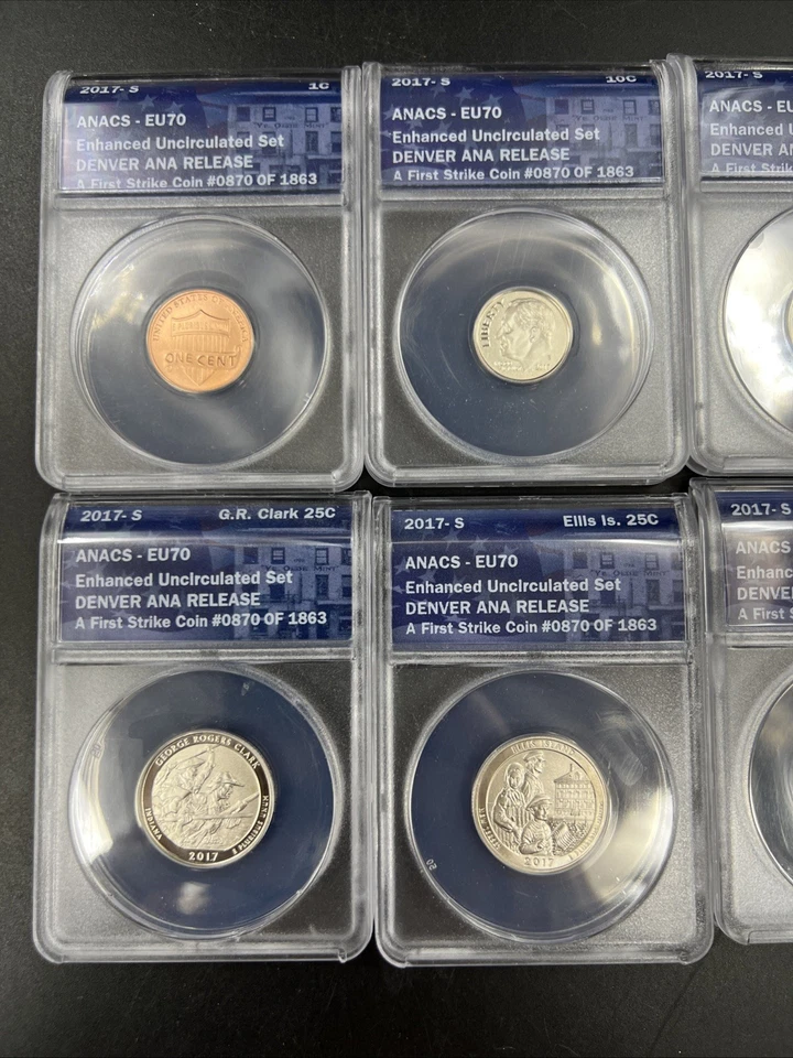 Complete 10 Coin 2017 S Enhanced Uncirculated Set ANACS EU70 Denver ANA Release - Image 2 of 4