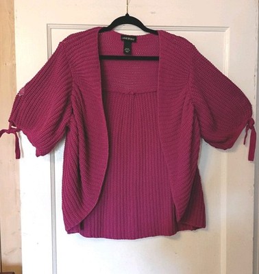 Vintage Lane Bryant Women's Plus Magenta 100% Cotton Crochet Shrug size 22/24