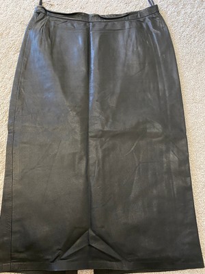 Lederrock , Echtleder Rock Schwarz Bleistiftrock Knielang Gr: 38