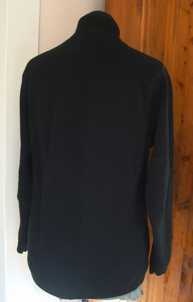 Cherokee Australia L 100% Cotton Tight Weave LS Sweater Black Zip Elbow Patch - Image 4 of 4