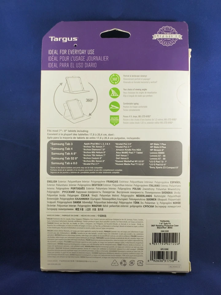 TARGUS Safe Fit Protective Case Tablets 7"-8" For Apple/Samsung/Dell/HP/Asus NEW - Image 2 of 4