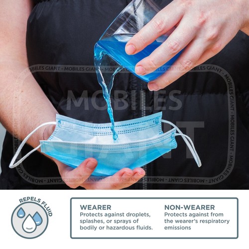 Máscara facial desechable de 3 capas BFE 95 % suave transpirable lazos elásticos puente nasal Reino Unido - Imagen 6 de 13