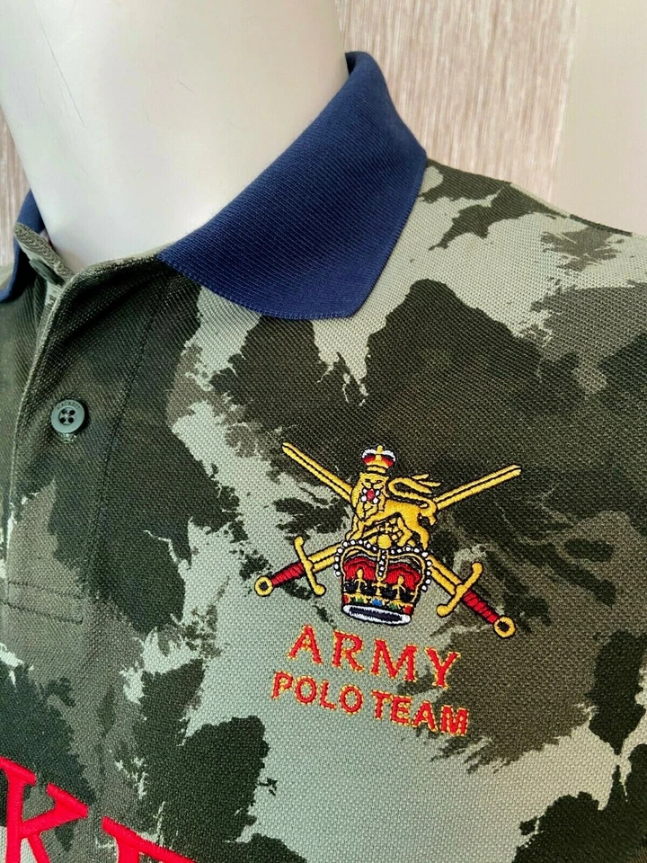 HACKETT Polo Shirt Camo Khaki Taglia M Nuovo Con Etichetta £115 - Immagine 4 di 4