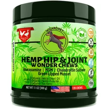 Hemp Hip & Joint Supplement for Dogs Mobility Glucosamine Chondroitin 120 Chews 