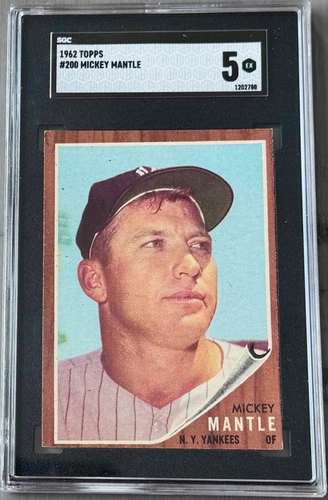 1962 TOPPS #200 MICKEY MANTLE SGC 5 EX +FREE SHIPPING!