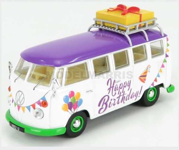 CORGI CC02734 VOLKSWAGEN - T1 MINIBUS HAPPY BIRTHDAY 1961 - WHITE PURPLE - 1/43
