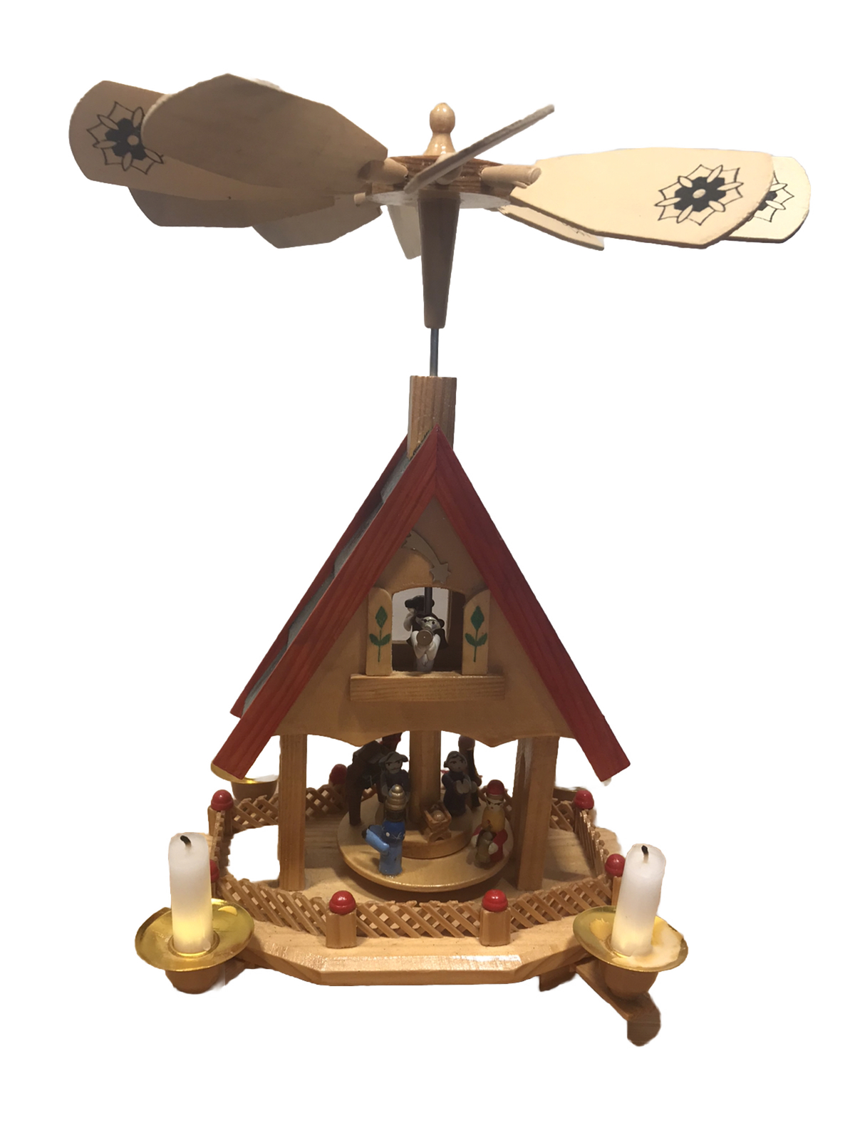Vintage Christmas Wooden Nativity Pyramid Carousel Candle eBay