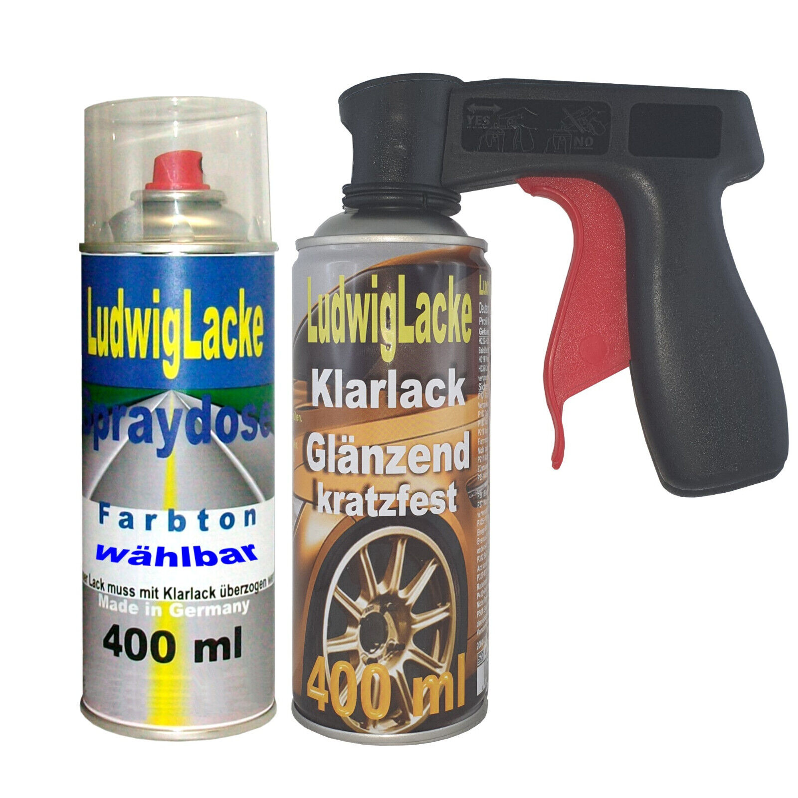 Schwarz glänzend 6 Spraydosen Autolack Schwarz GLANZ 400ml