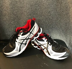 asics black and red running shoes