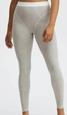 Fabletics Crystal Lounge Waffle High Waisted Leggings Gray White Logo XS/4 NWT