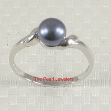 Delicate .925 Sterling Silver Black-Gray Pearl Solitaire Ring
