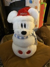 Disney Store Mickey Mouse Snowman Plush 2001 12" Christmas Santa Hat