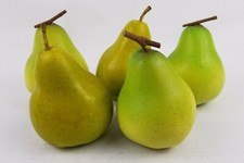 Artificial Pears Fake Fruit Green Yellow Prop Decorative Kitchen Decor Lot Of 5