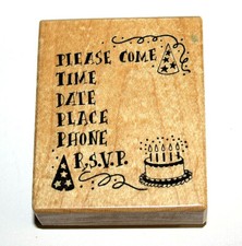 1988 PSX Rubber Stamp Scrapbook PaperCrafts Invitation RSVP Party 2.75" x 2.25"