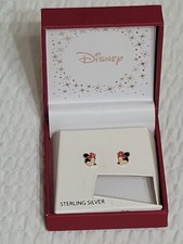 Disney Minnie Mouse Sterling Silver Enamel Stud Earrings