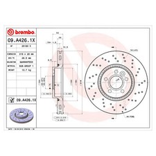 Image of BREMBO XTRA Vented Brake Disc - Drilled - 09.A426.1X - OE Equivalent Perfomance