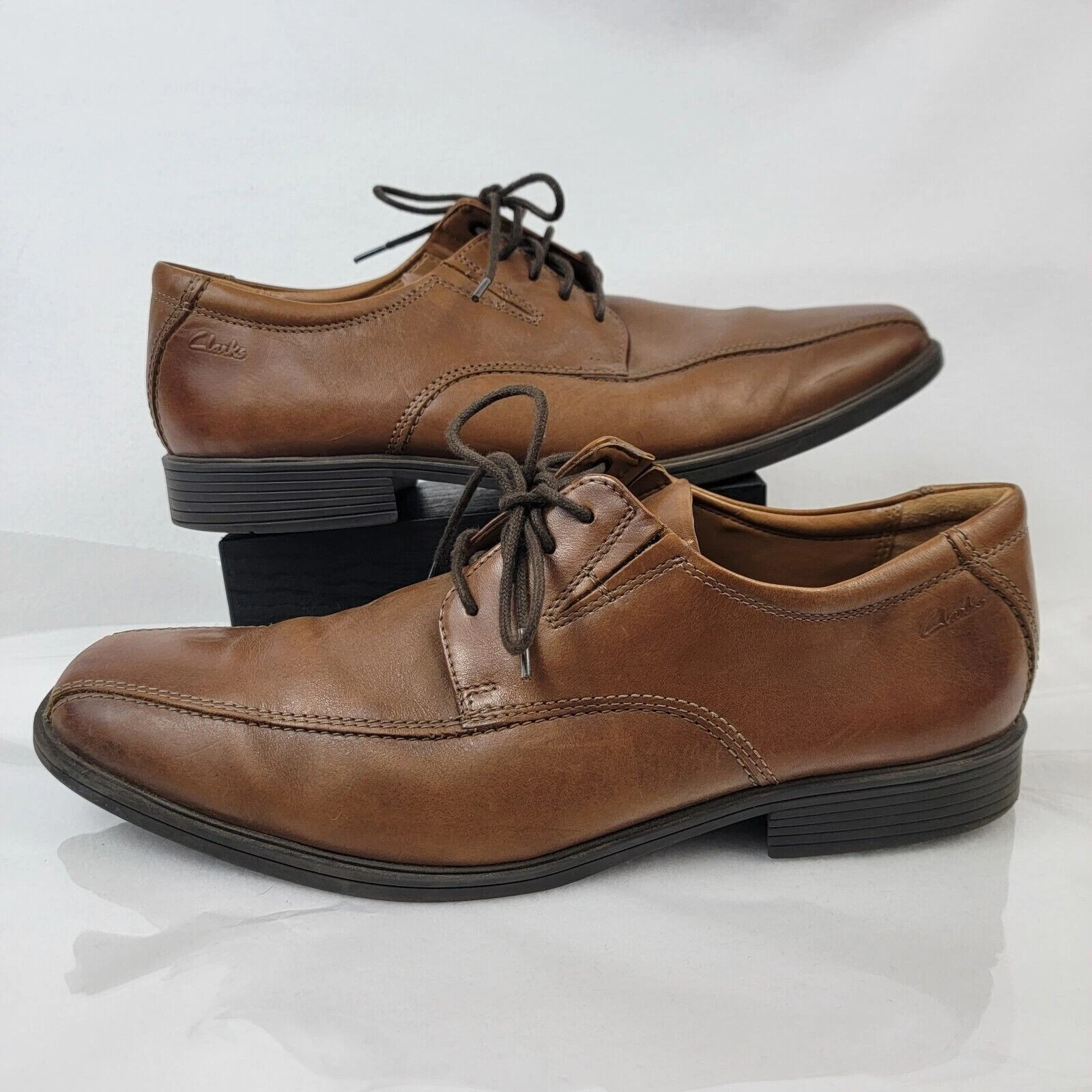 Scarpe Oxford Clarks Tilden Walk uomo 9 5 m pelle marrone stringate punta quadrata