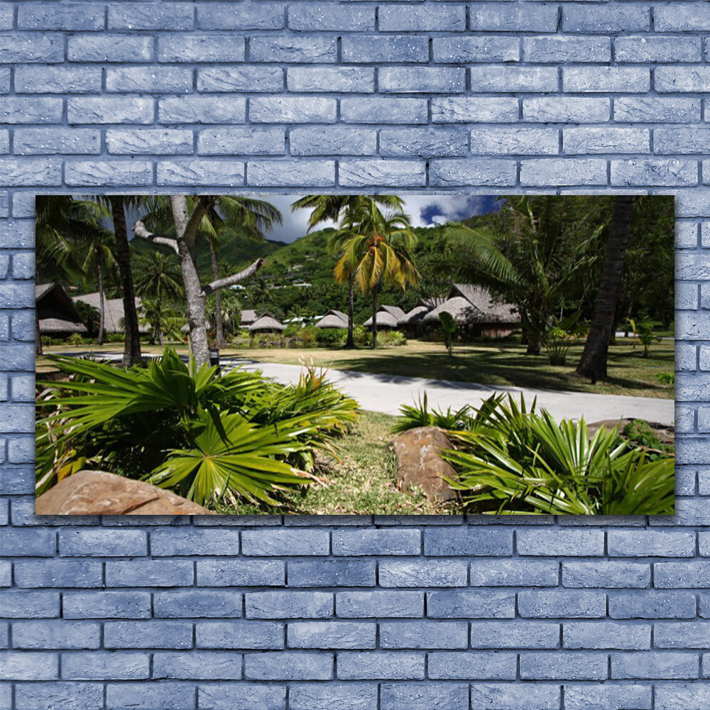 Impression sur verre 140x70 grand format tableau nature vert feuille palmier tropical
