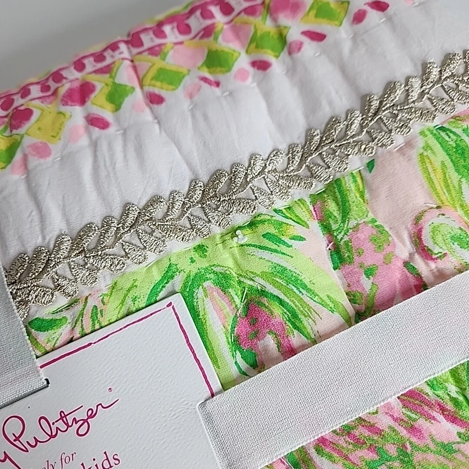 Pottery Barn Kids Lilly Pulitzer Twin Patchwork Quilt On Parade Pink Green NWT - Image 2 of 4