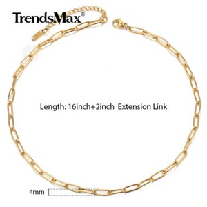 Authentic Gold Plated Paperclip Rolo Box Chain Choker Necklace 16-20" Xmas