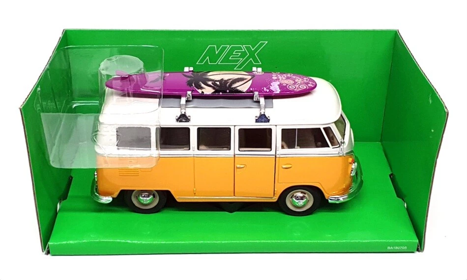 Welly NEX 1/24 Scale 22095SB-W - 1963 Volkswagen T1 Bus With Surf Board - Yellow - Photo 4/4