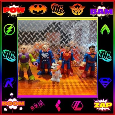 Imaginext DC Super Friends Lot Superman Lex Luthor Krypto dog lot of 5 figures