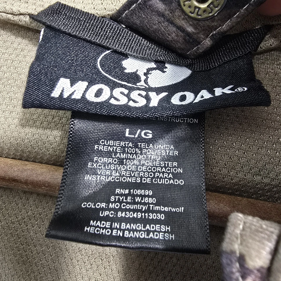 Mossy Oak Jacket Mens Large Camo Break Up Country Wood Coat Scent Factor Hood - Image 3 of 4