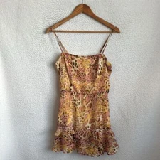 Bardot Dress Womens Small Leopard Print Strapless Ruffle Hem