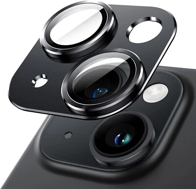 Fits Apple iPhone 15 / 15 Plus Camera Lens Rear Glass Metal Protector Black