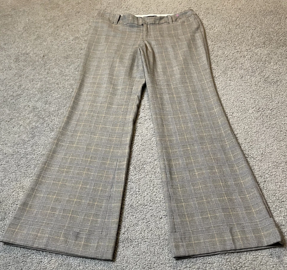 Banana Republic Ryan Fit Pants Women’s 6 Flared Leg Gray Plaid Career Low Rise - Image 2 of 4