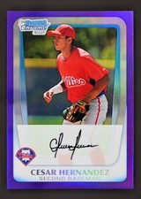 2011 Bowman Chrome #BCP122 Cesar Hernandez /799 Purple Refractor 1st Bowman