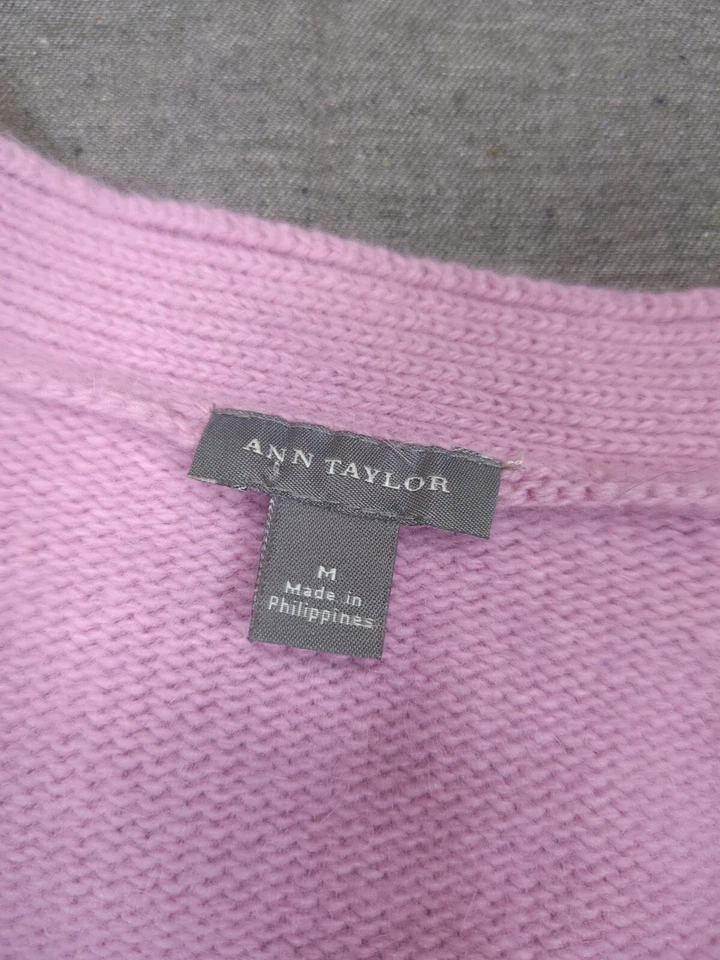 Suéter Ann Taylor Mezcla Angora Rosa Suave Femenino Envoltura Demure Talla M Silencioso Lujo Foto 4 de 4