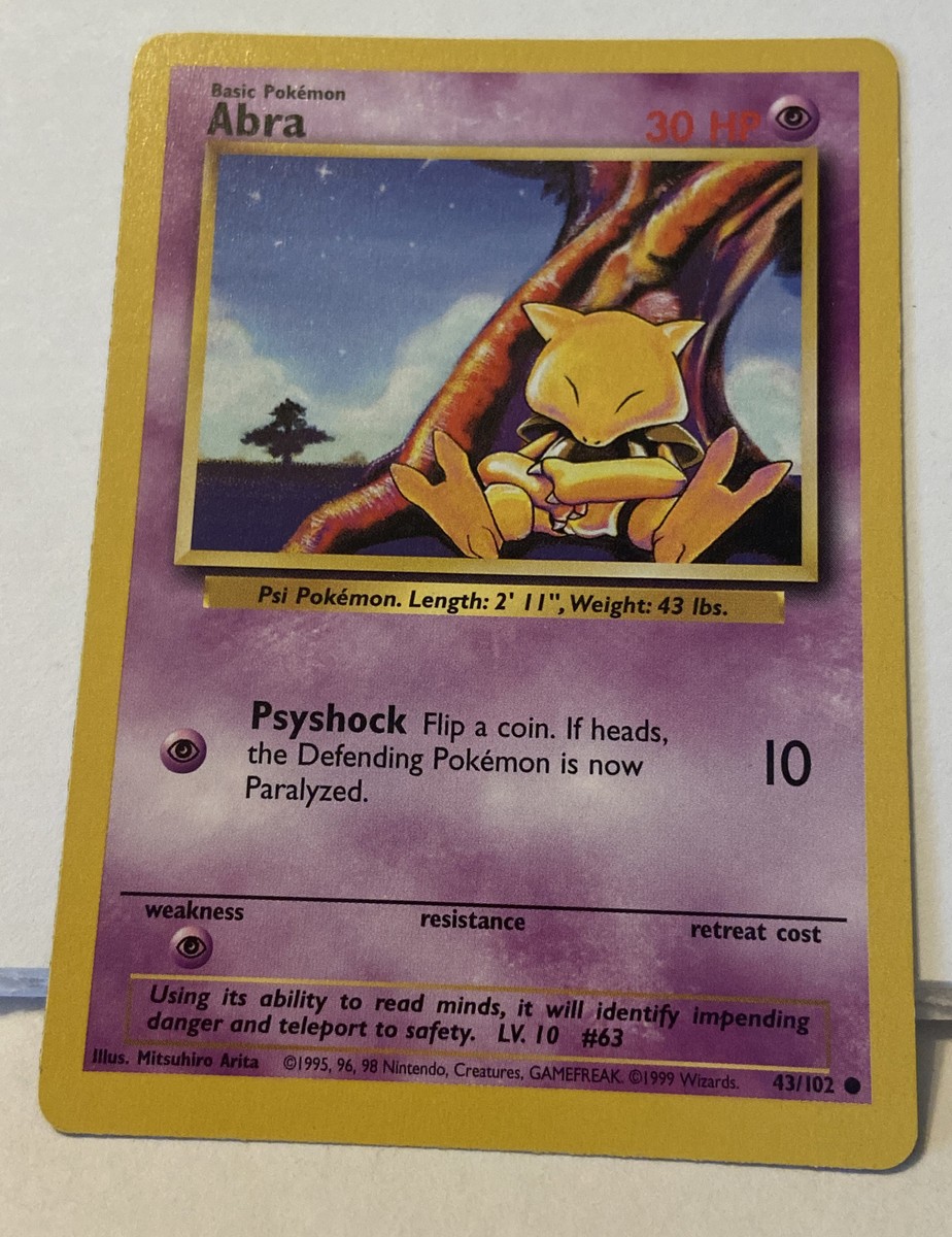 Pokemon Trading Card: Abra 43/102 Base Set With Shadow | eBay