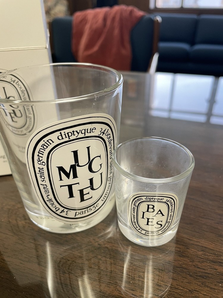 DIPTYQUE MUGUET CANDLE  2 EMPTY GLASS VESSEL 6.5oz 190g Plus 1 MINI VESSEL
