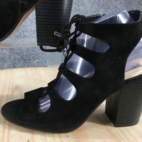 INC International Concepts Sandals Womens 10 M Gladiator Heels Black Zip Lace Up - Picture 3 of 19