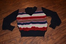 I1- Vintage Striped V-Neck Long Sleeve Sweater