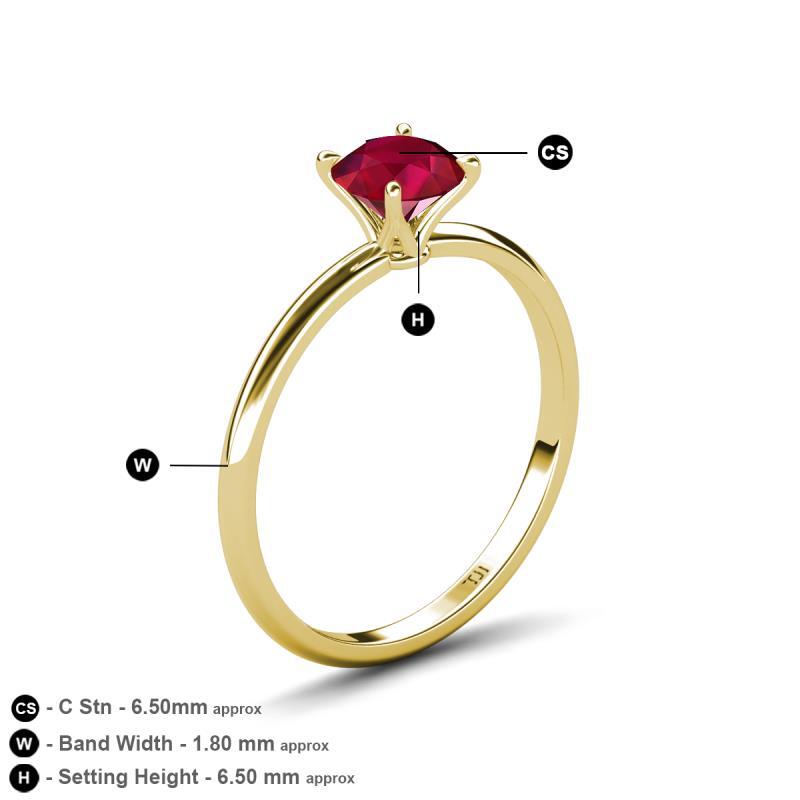 Round Ruby 4 Prong Knife Edge 1 ct Solitaire Engagement Ring JP