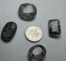 Natural rutile included Quartz hand faceted loose gemstone lot of 4 pieces