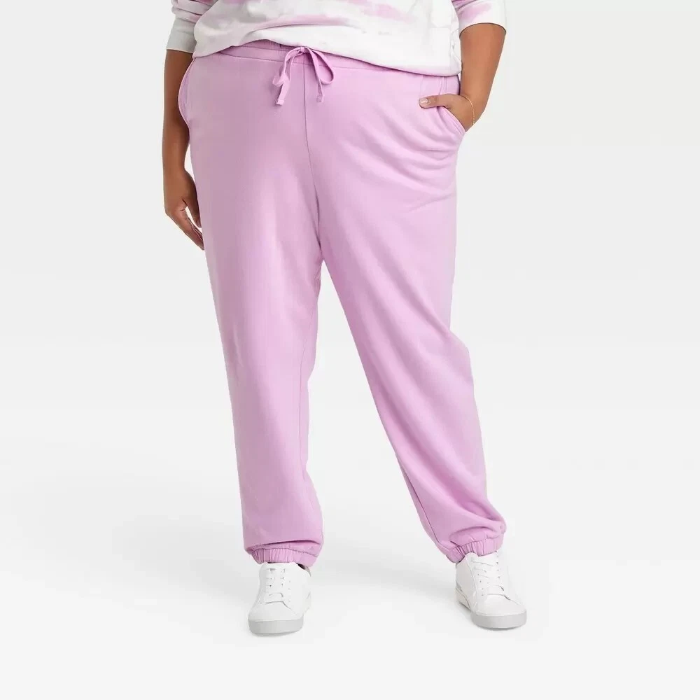 Ava & Viv Plus Size 2X Womens Jogger Light Purple Pants Soft Fleece