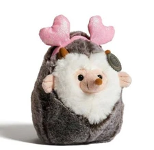 FAO Schwarz Hedgehog with Pink Heart Boppers 6" Stuffed Animal