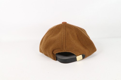 NOS Vtg 90s Streetwear Youth Blank Wool Short Brim Strapback Hat Cap Tan Brown - Picture 3 of 6