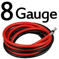 Stranded 8 Gauge Copper Wire - 3 Ft. Red & 3 Ft. Black Flexible Silicone Rubber