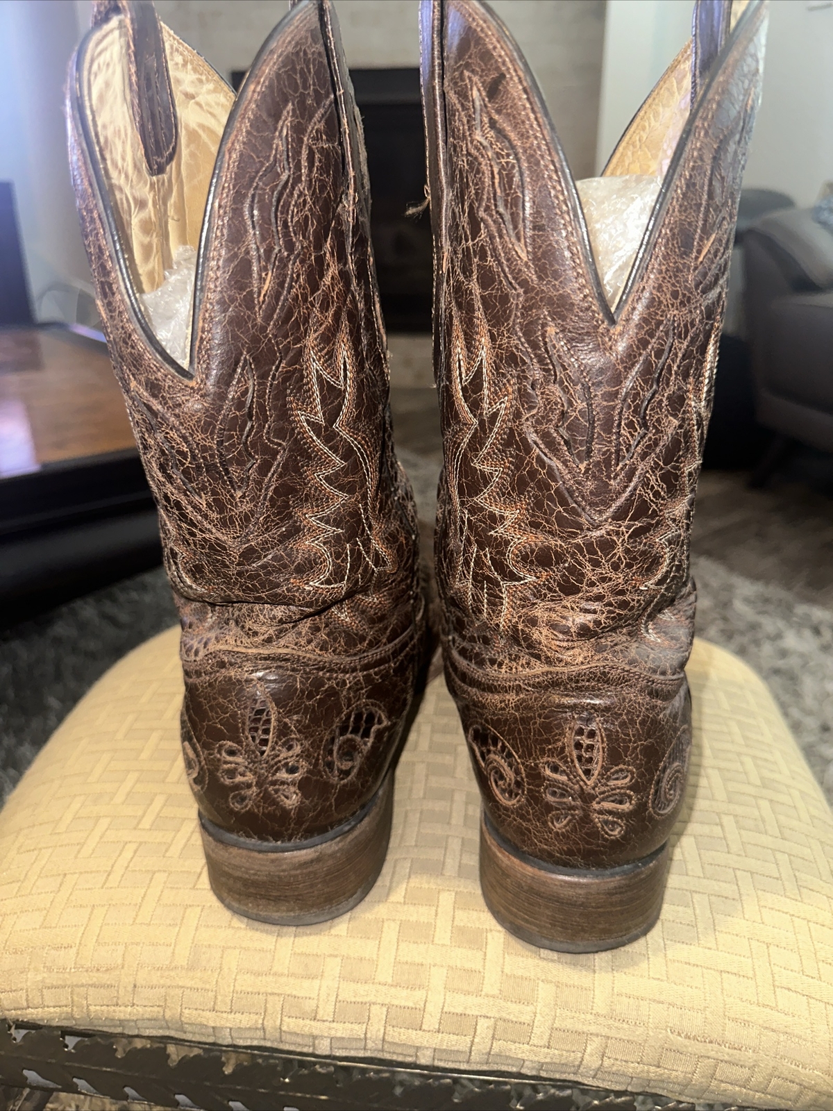 Corral Vintage Chocolate Black Python Inlay Cowbo… - image 5