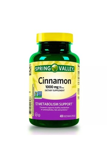 Spring Valley Cinnamon Capsules Metabolism Support Dietary 1000 mg 400ct 01/28