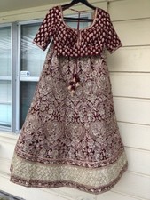 Custom made Indian Bridal Lehenga Deep Red velvet/silk with blouse from Asopalav