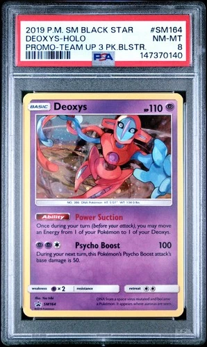 Deoxys PSA 8 SM164 Black Star Promo Team Up Pokémon TCG Card