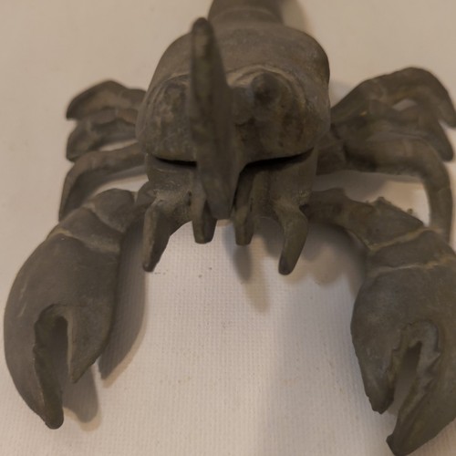 Vintage Brass Metal Crawfish Lobster 5 7/8" In Length Trinket Box Hinged Ashtray