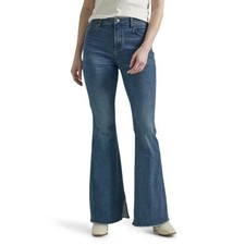 LEE - SIZE: 4 SHORT - Heritage High-Rise Fitted Flare Raw Hem Jeans W/30" Inseam