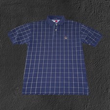 Y2K Tommy Hilfiger Windowpane check White/Navy Crest Logo Polo