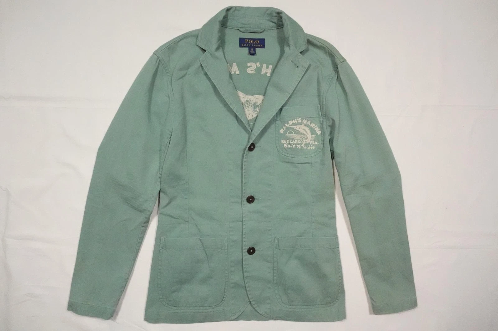 Polo Ralph Lauren Blazer Jacket Fishing Marina Key Largo Sportsman RARE XS